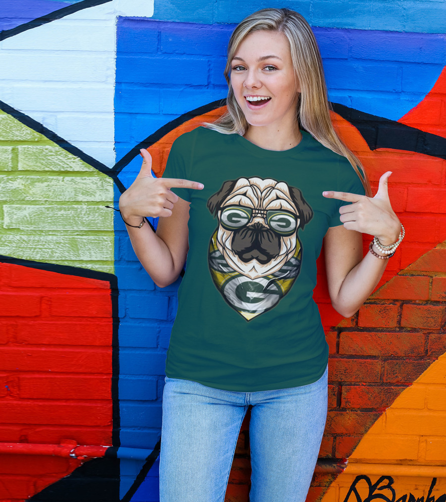 Green Bay Packers Pet Lover Pug Dog Football T-Shirt