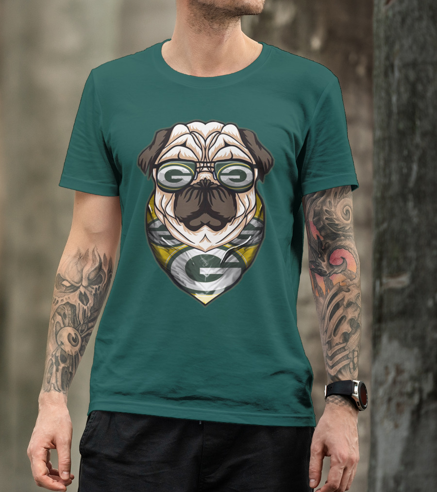 Green Bay Packers Pet Lover Pug Dog Football T-Shirt