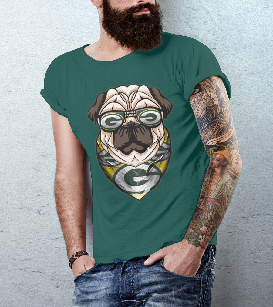 Green Bay Packers Pet Lover Pug Dog Football T-Shirt