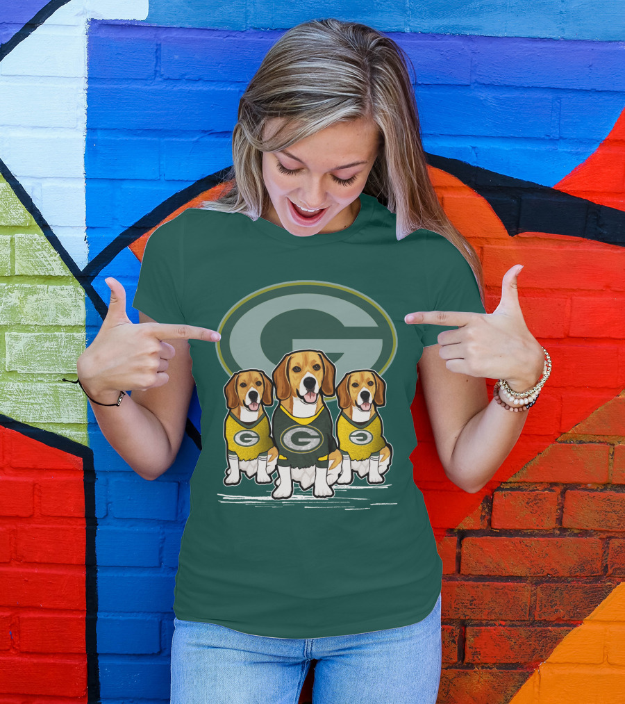 Green Bay Packers Dogs In Team Jerseys T-Shirt