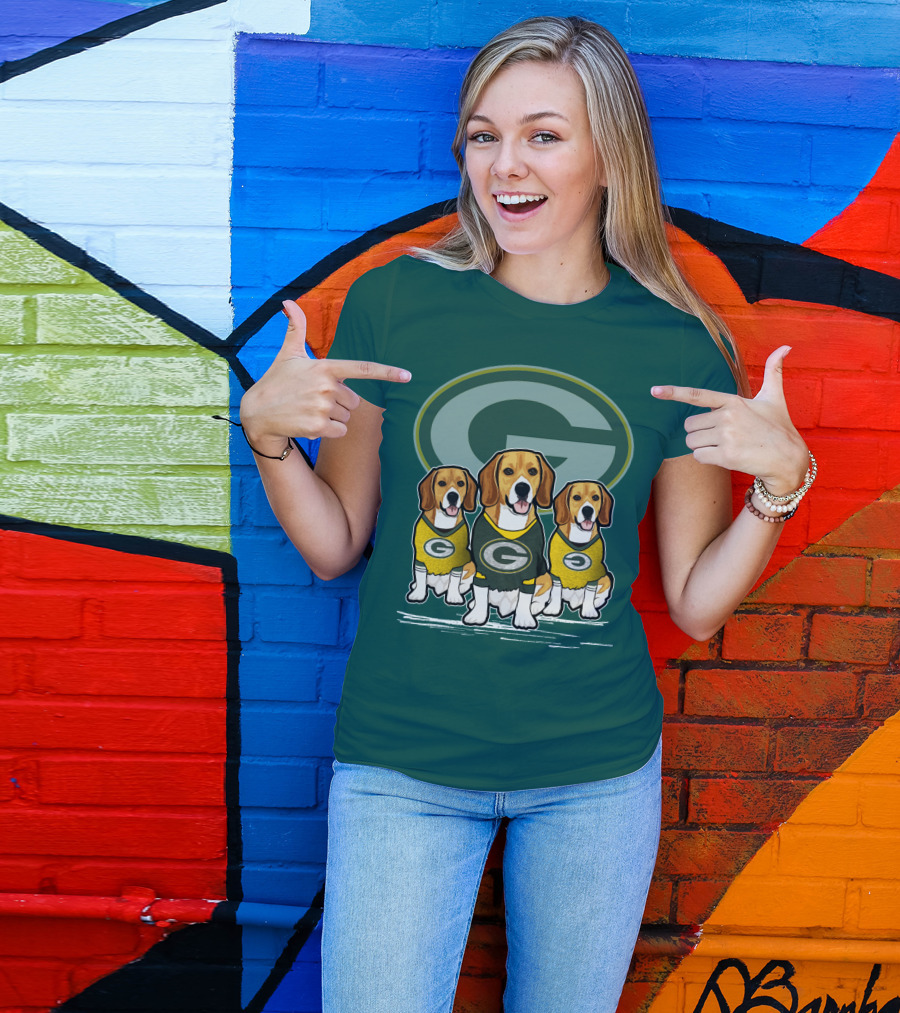 Green Bay Packers Dogs In Team Jerseys T-Shirt