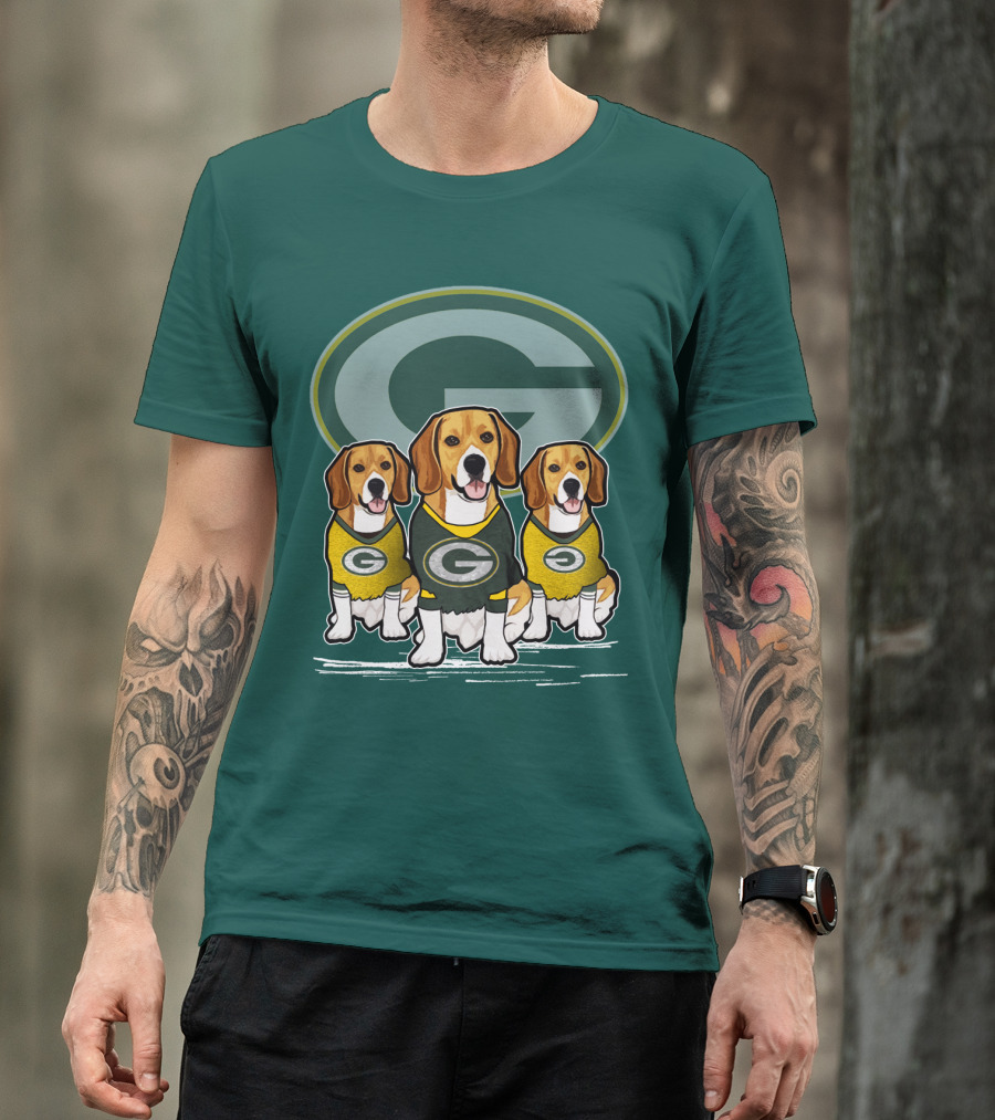 Green Bay Packers Dogs In Team Jerseys T-Shirt