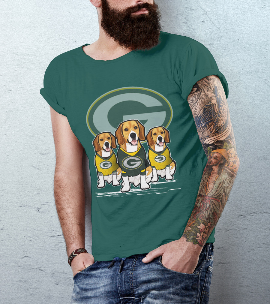 Green Bay Packers Dogs In Team Jerseys T-Shirt
