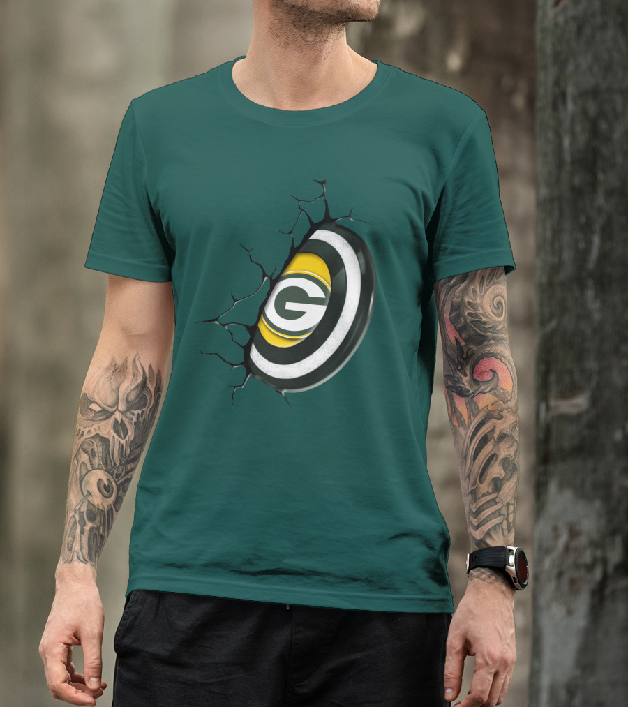Green Bay Packers Cracked Logo Burst T-Shirt