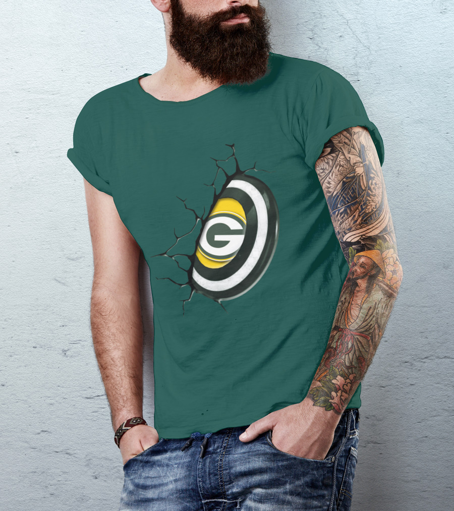 Green Bay Packers Cracked Logo Burst T-Shirt