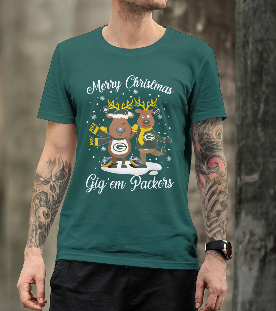 Merry Christmas Gig 'Em Green Bay Packers T-Shirt
