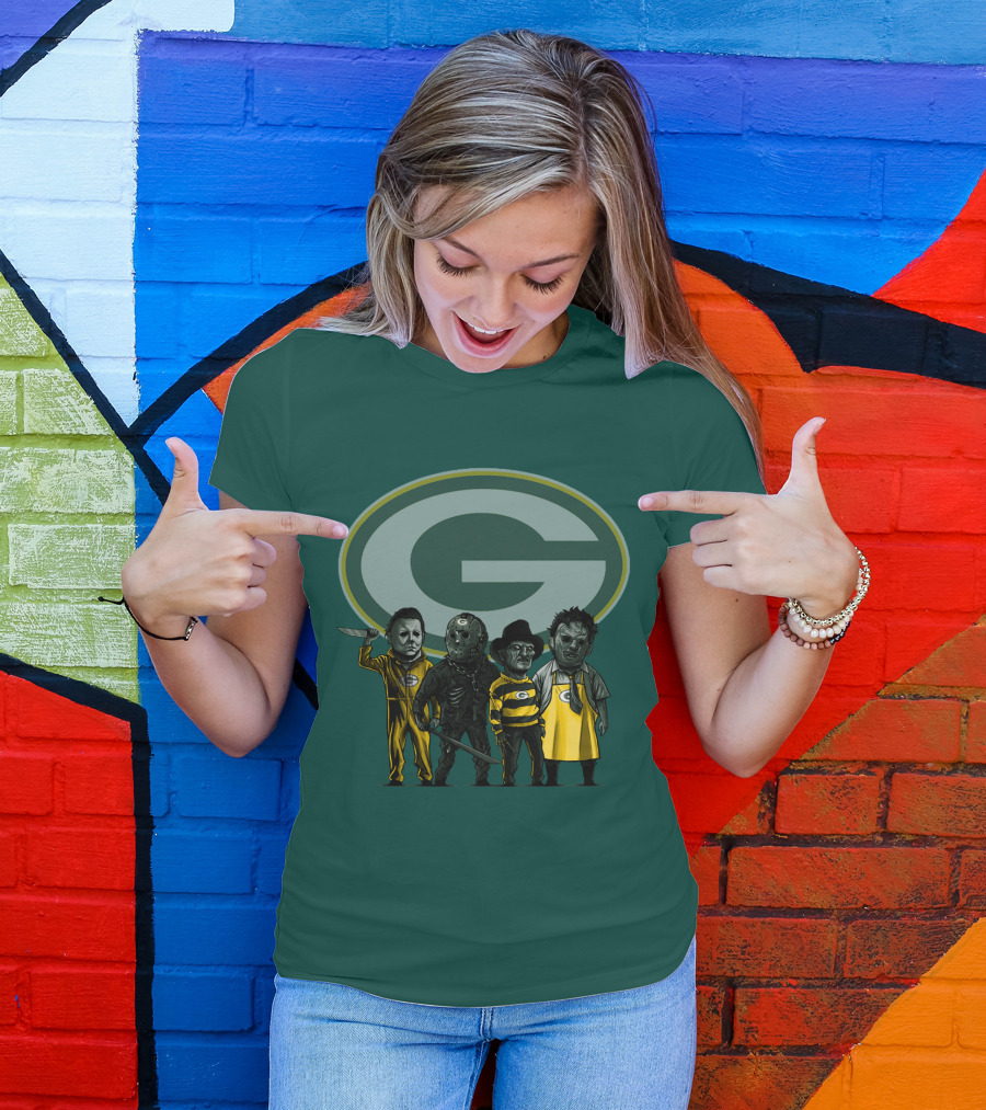 Green Bay Packers Horror Icons Characters T-Shirt