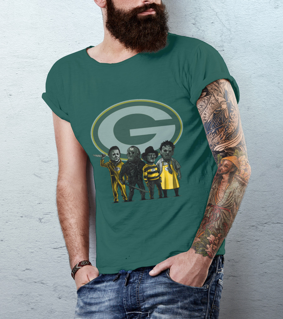 Green Bay Packers Horror Icons Characters T-Shirt