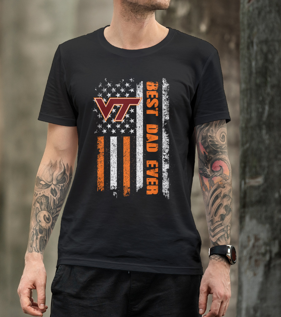 Vt Best Dad Ever American Flag T-Shirt