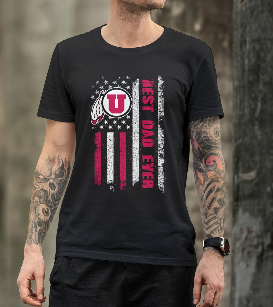 Utah Utes Best Dad Ever American Flag T-Shirt