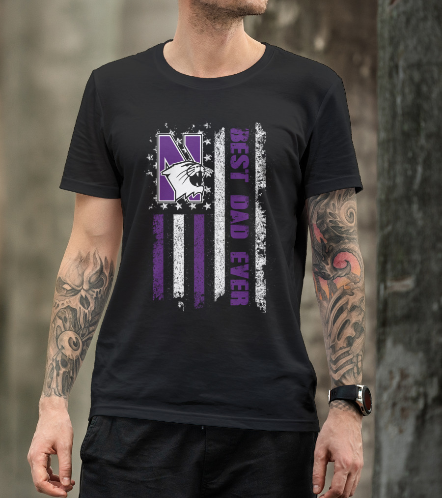 Northwestern Wildcats Best Dad Ever Flag Style Evd 055 T-Shirt