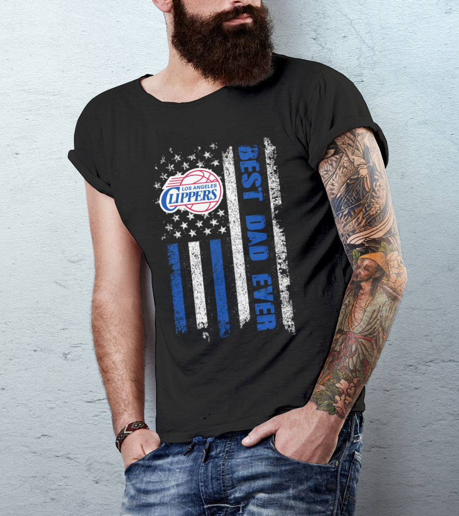 Los Angeles Clippers Best Dad Ever American Flag T-Shirt