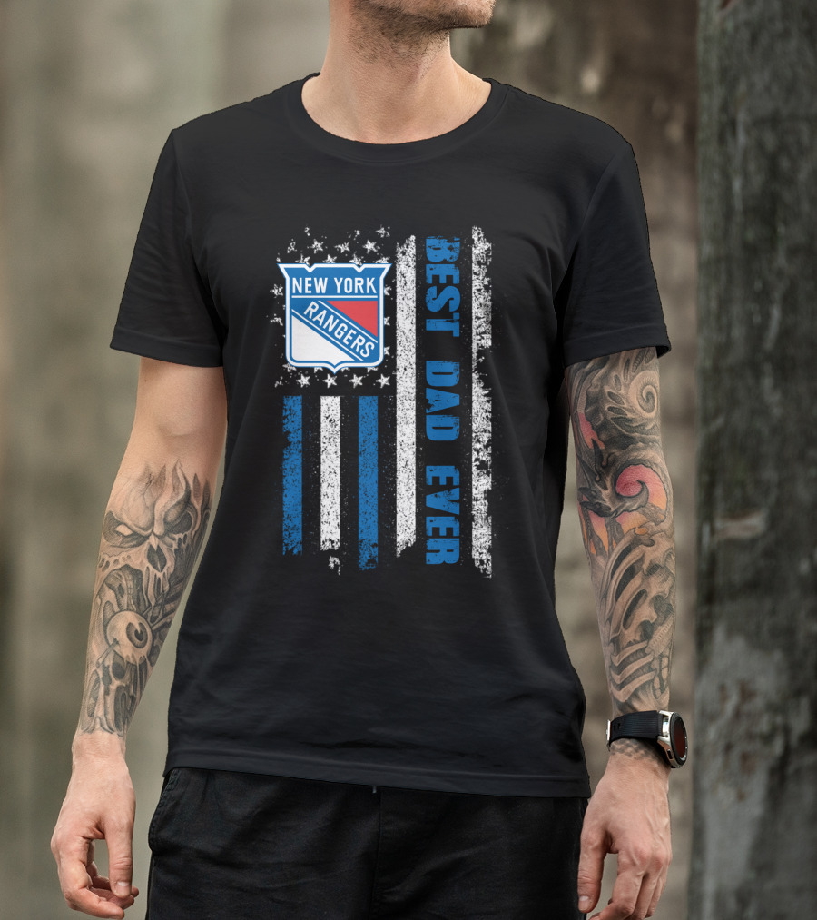 New York Rangers Best Dad Ever Stars Stripes Flag T-Shirt