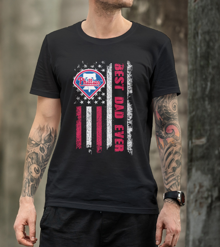 Phillies Best Dad Ever American Flag Style T-Shirt
