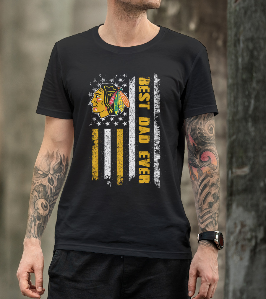 Best Dad Ever Vintage Flag And Native Head T-Shirt