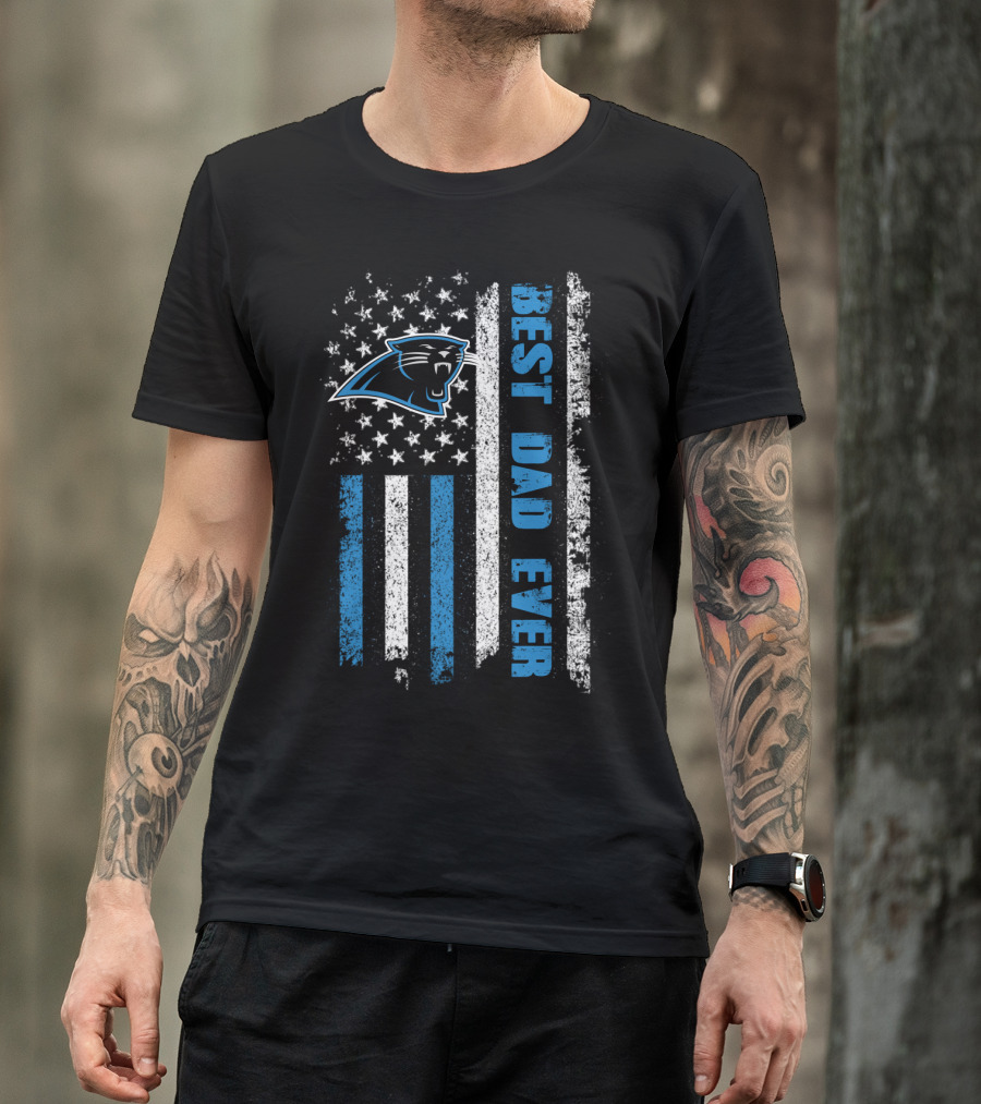 Carolina Panthers Best Dad Ever American Flag T-Shirt