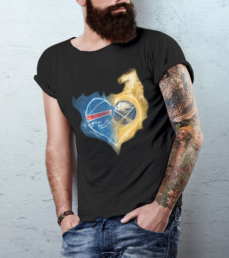 Buffalo Bills Sabres Heart Combination T-Shirt
