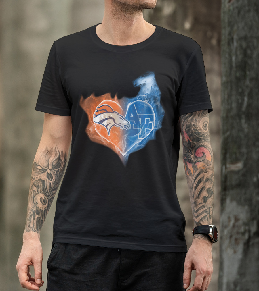 Denver Broncos And Air Force Falcons Heart T-Shirt