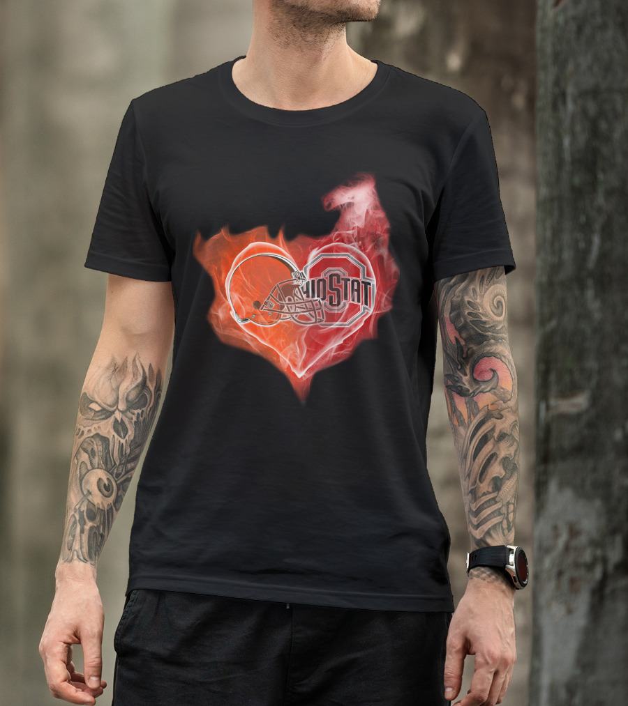 Ohio State Helmet Heart T-Shirt