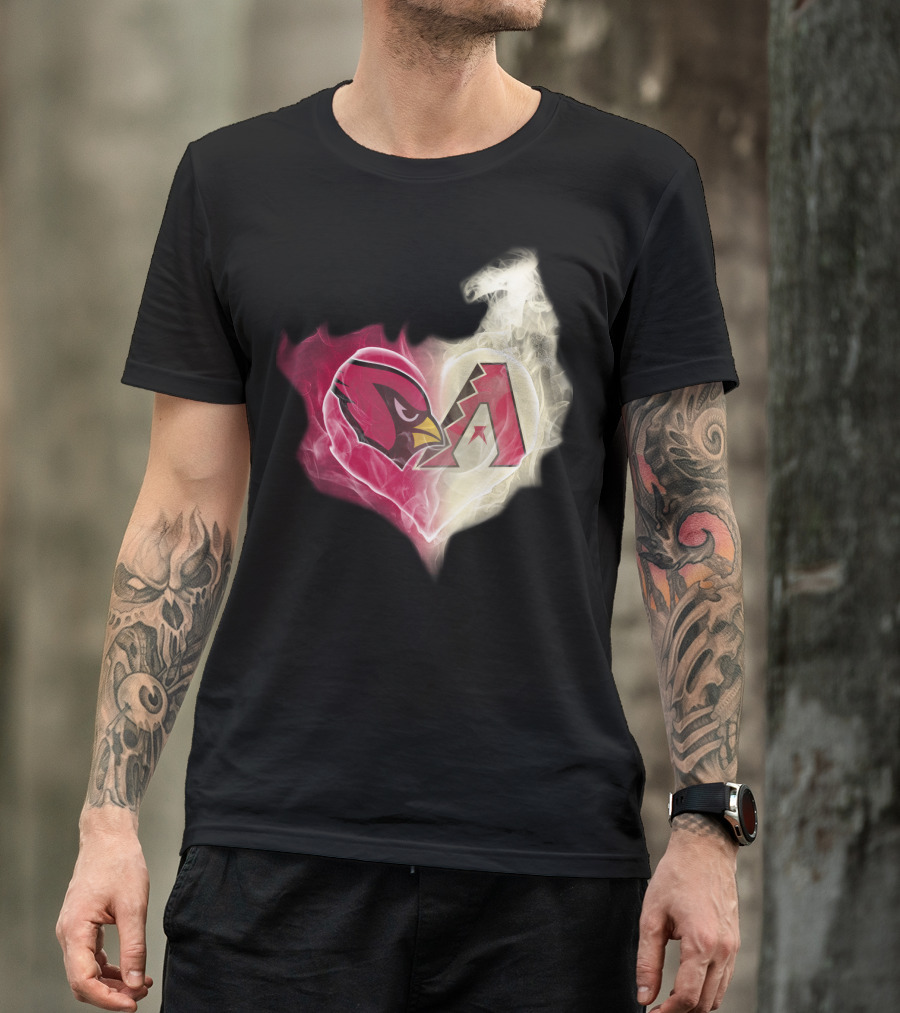 Arizona Cardinals Diamondbacks Smoke Heart T-Shirt