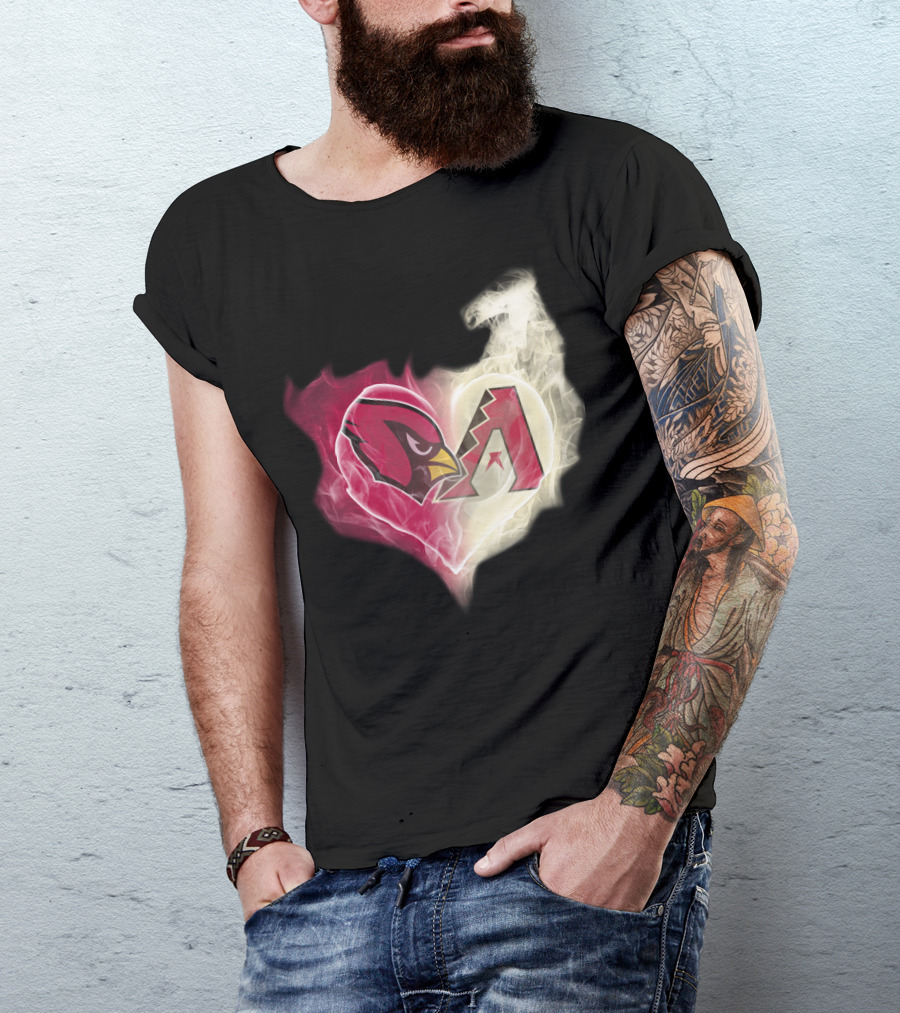 Arizona Cardinals Diamondbacks Smoke Heart T-Shirt