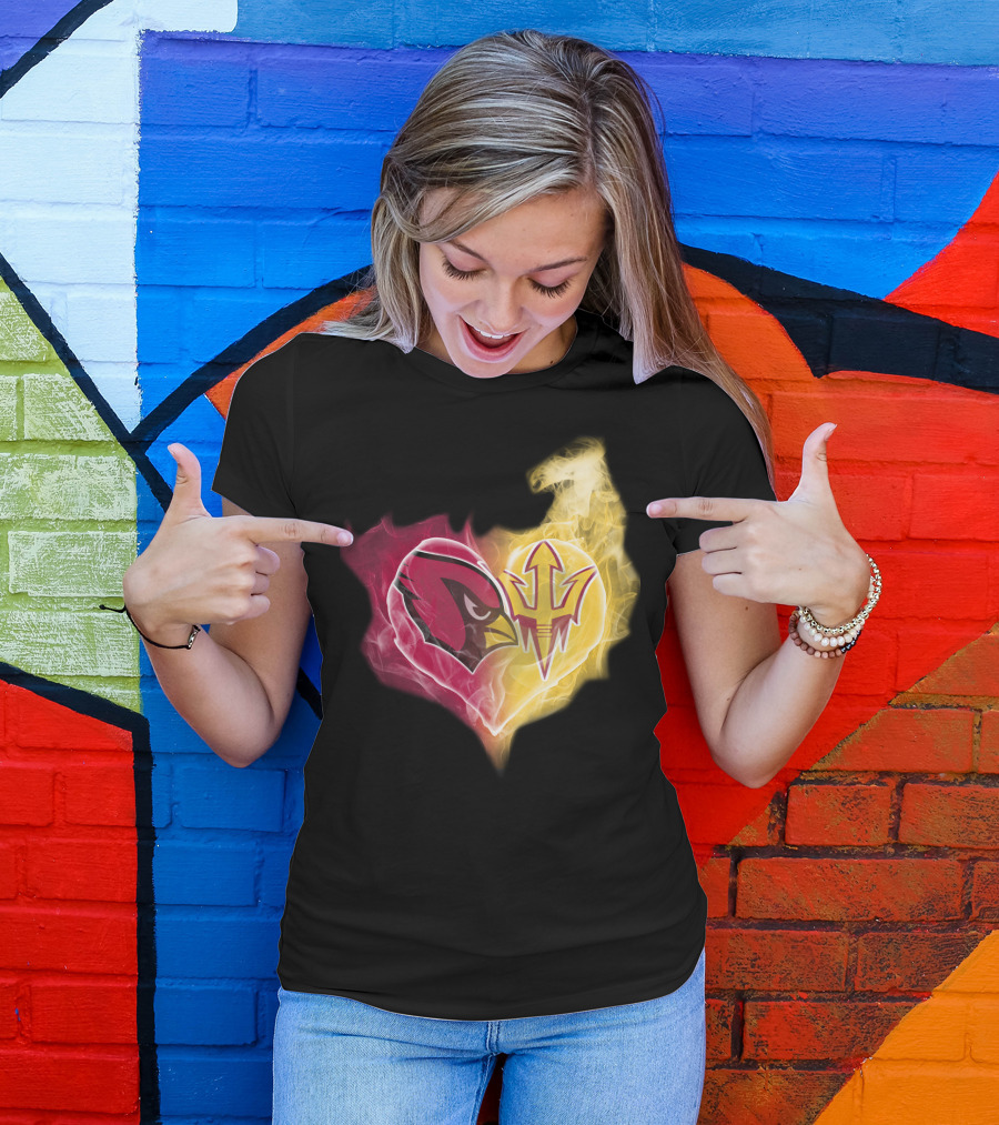 Arizona Cardinals Arizona State Sun Devils Heart Fusion T-Shirt