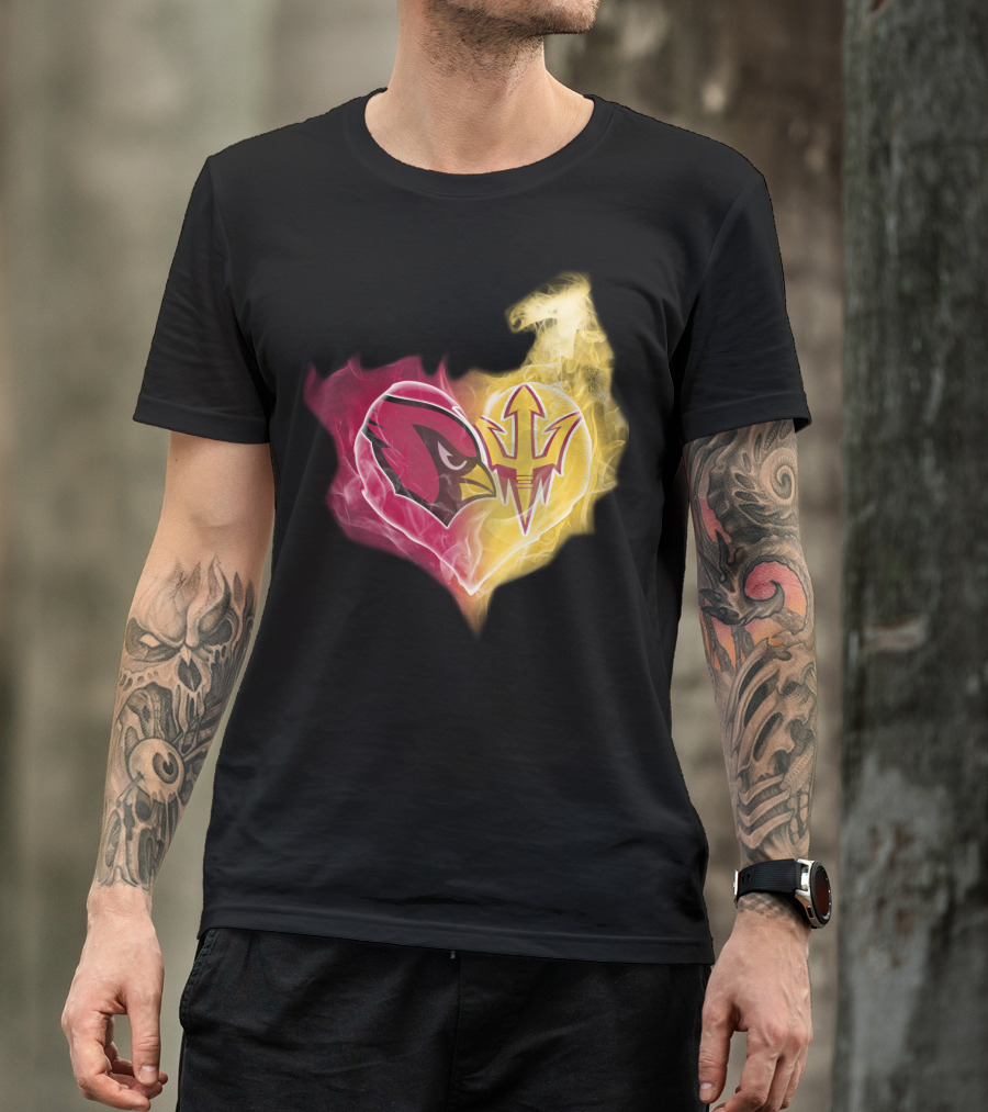 Arizona Cardinals Arizona State Sun Devils Heart Fusion T-Shirt