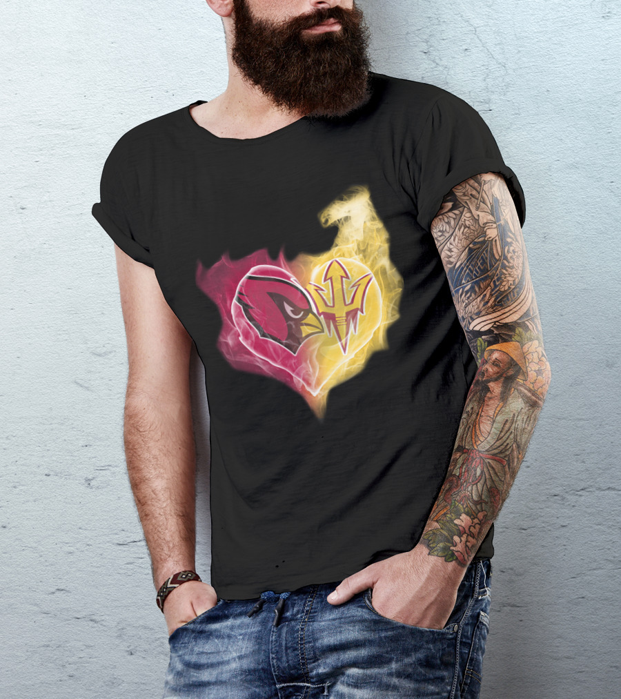 Arizona Cardinals Arizona State Sun Devils Heart Fusion T-Shirt