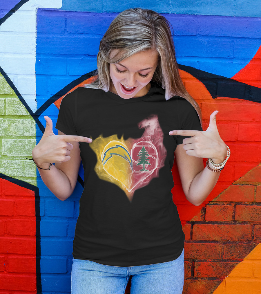 Los Angeles Chargers Stanford Cardinal Heart Fusion T-Shirt