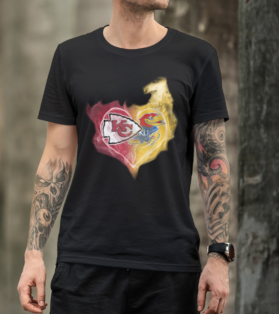 Kansas City Chiefs Ku Jayhawks Heart Smoke T-Shirt