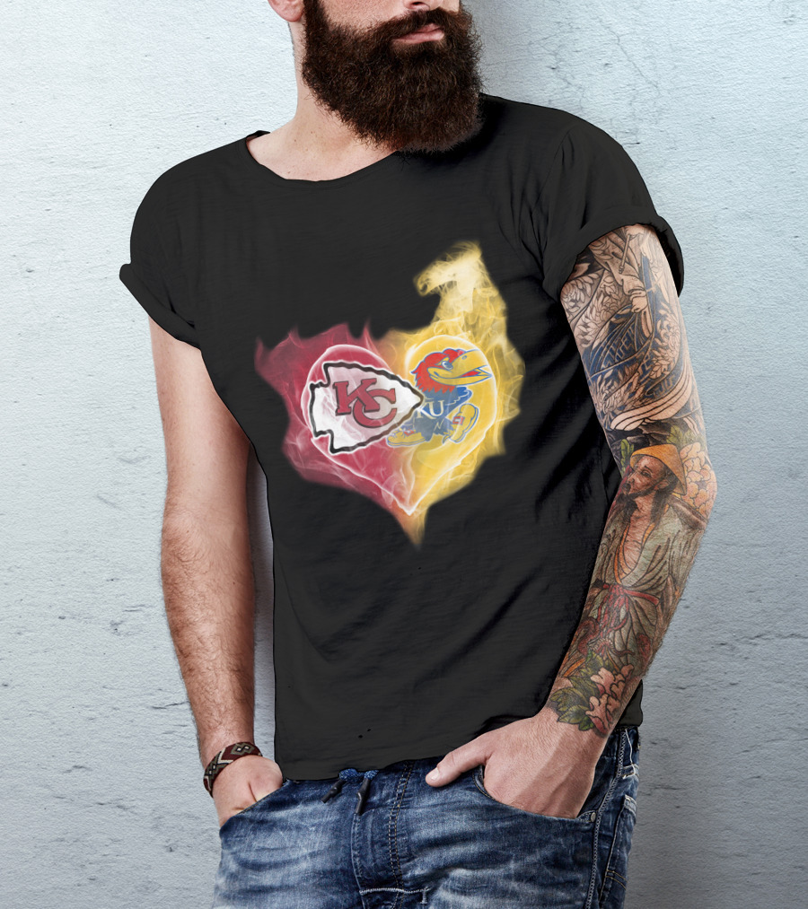 Kansas City Chiefs Ku Jayhawks Heart Smoke T-Shirt