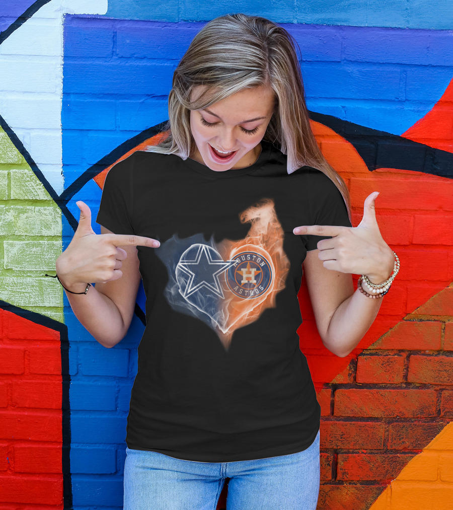 Dallas Cowboys Houston Astros Heart T-Shirt