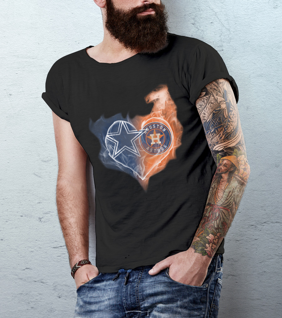 Dallas Cowboys Houston Astros Heart T-Shirt