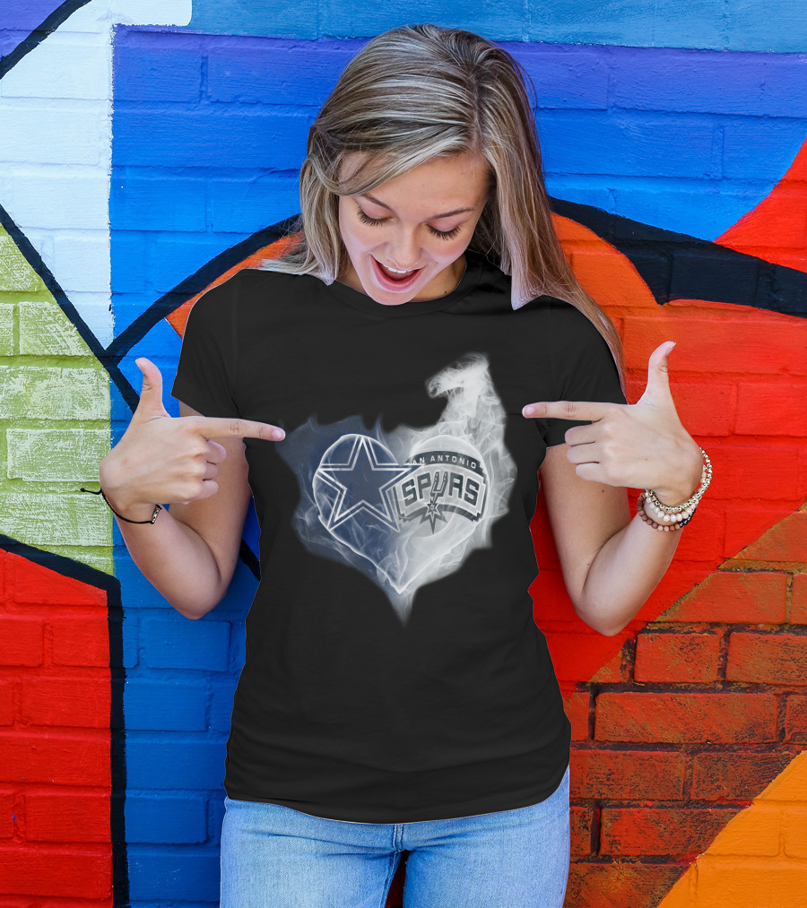 Dallas Cowboys San Antonio Spurs Heart Smoke T-Shirt