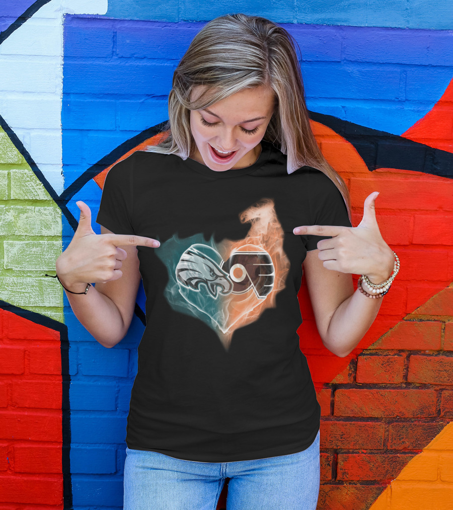 Eagles Flyers Heart Fusion T-Shirt