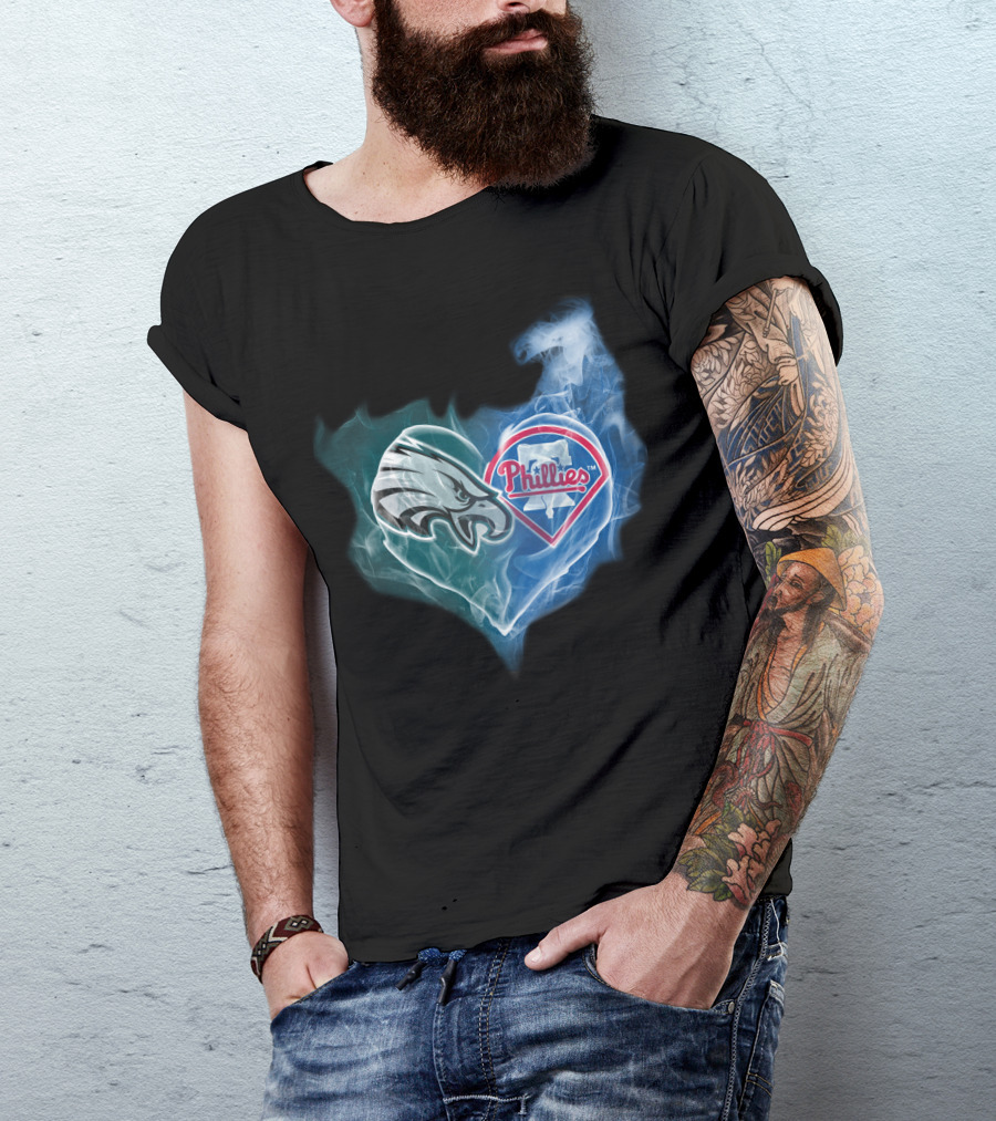 Eagles Phillies Heart Fusion T-Shirt