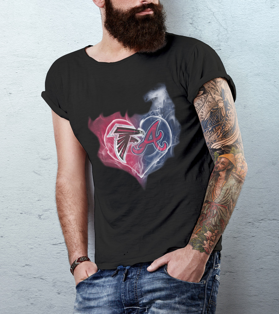Falcons Braves Heart Smoke Atlanta Sports T-Shirt