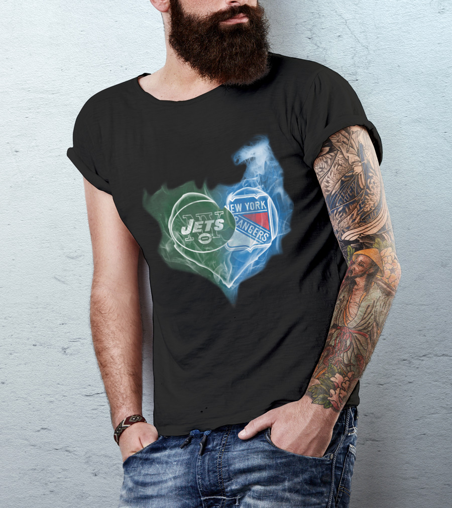 New York Jets Rangers Heart Fusion T-Shirt