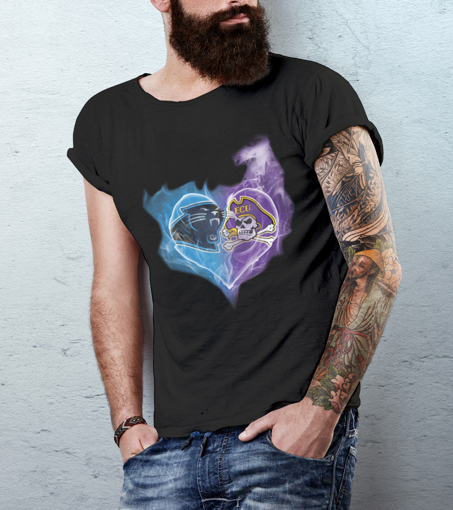 Panthers Ecu Pirates Heart Smoke T-Shirt