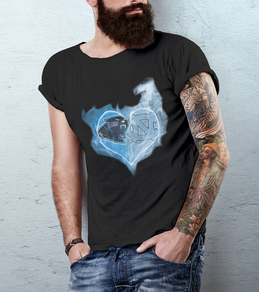 Carolina Panthers Unc Tar Heels Heart Smoke Fusion T-Shirt