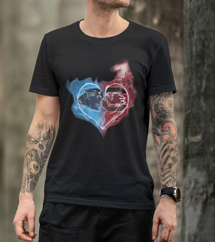 Carolina Panthers South Carolina Gamecocks Heart T-Shirt