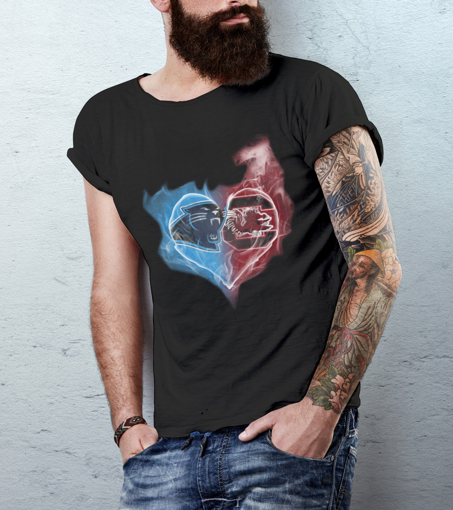 Carolina Panthers South Carolina Gamecocks Heart T-Shirt