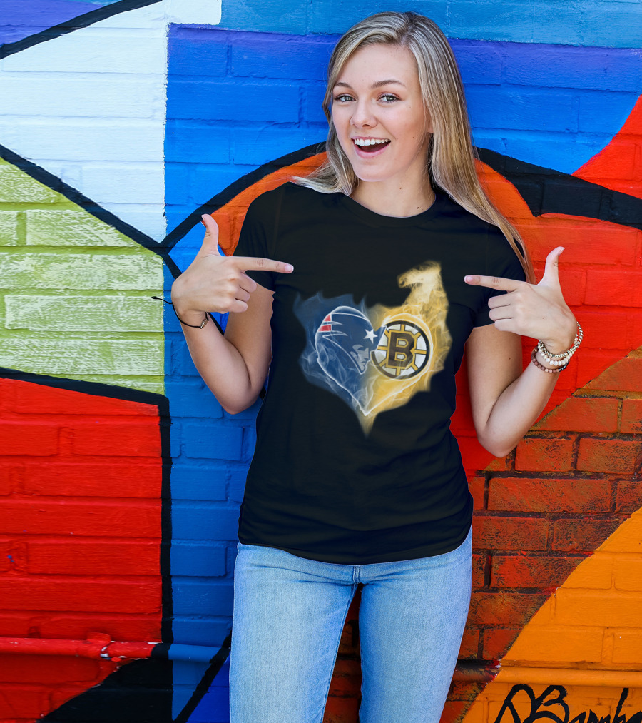 Patriots Bruins Ttk 089 Smoke Heart Fusion T-Shirt