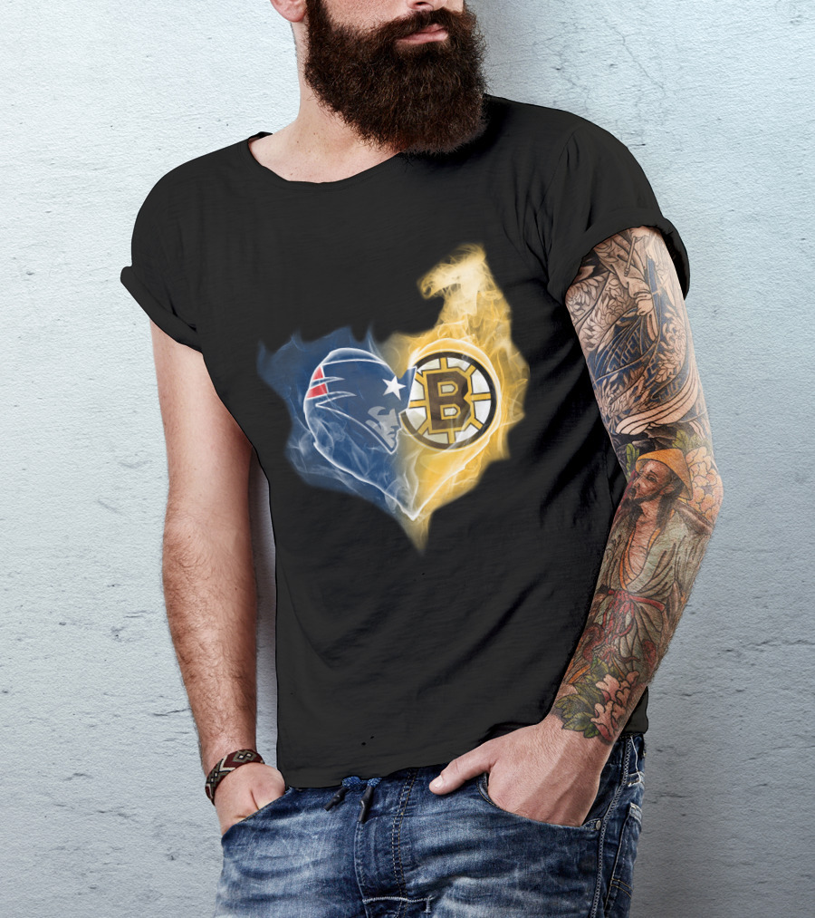 Patriots Bruins Ttk 089 Smoke Heart Fusion T-Shirt