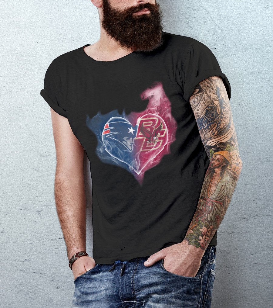 New England Patriots And Boston College Eagles Heart Fusion T-Shirt