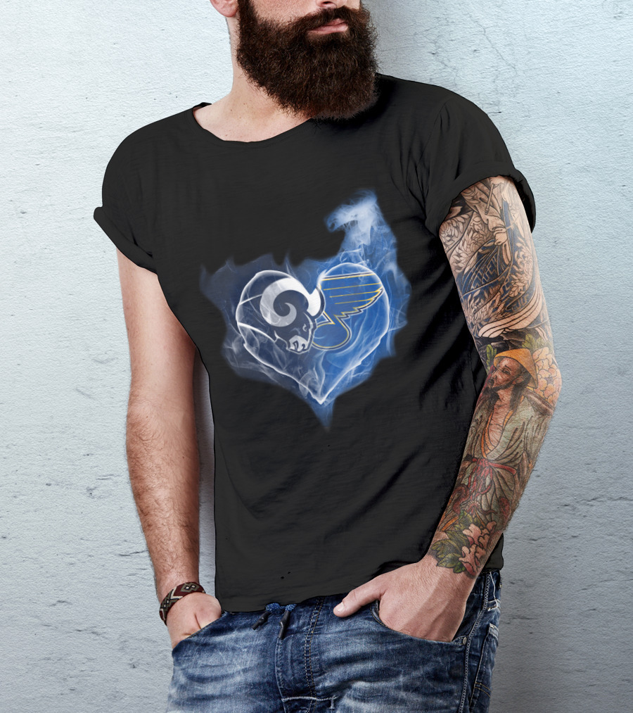 Rams Blues Heart Logo Fusion T-Shirt