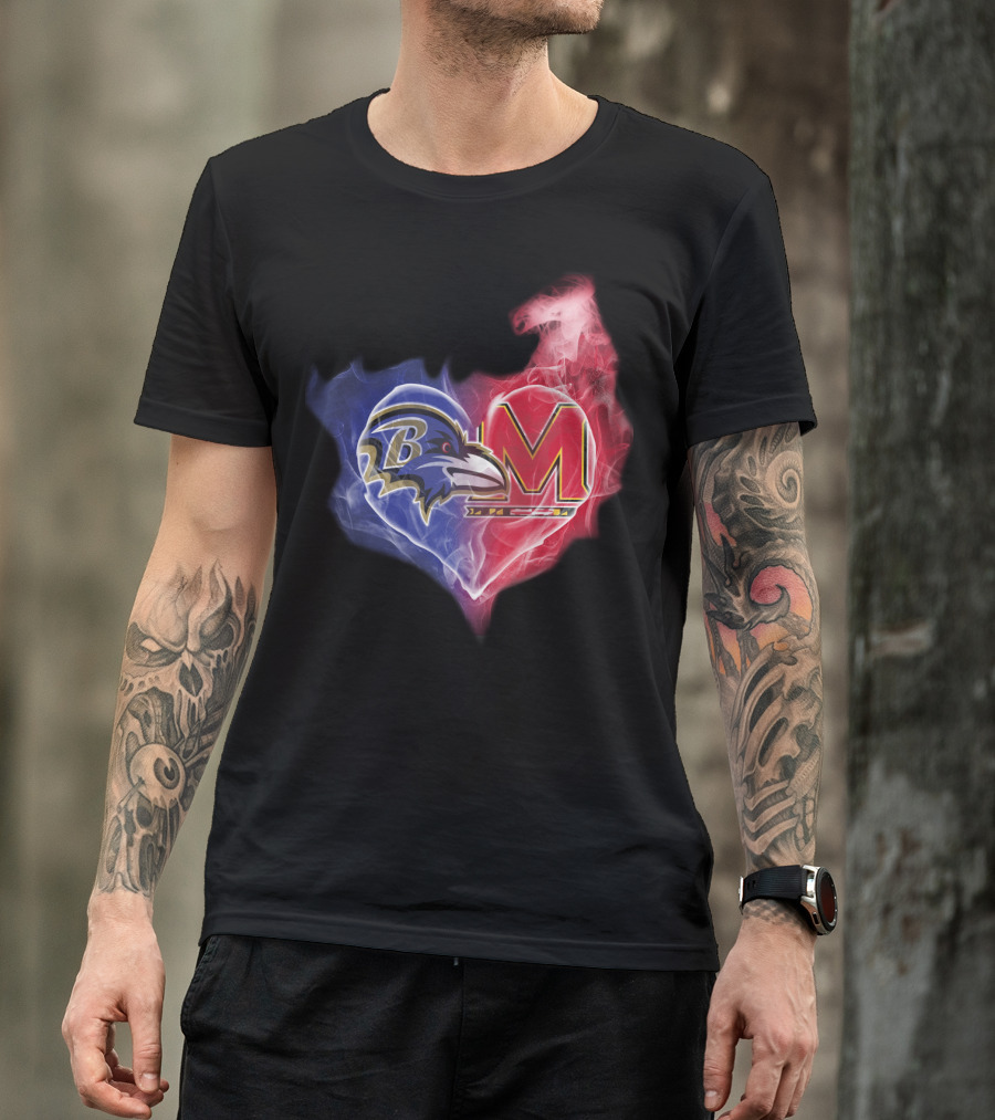 Baltimore Ravens Maryland Terrapins Heart Fusion T-Shirt