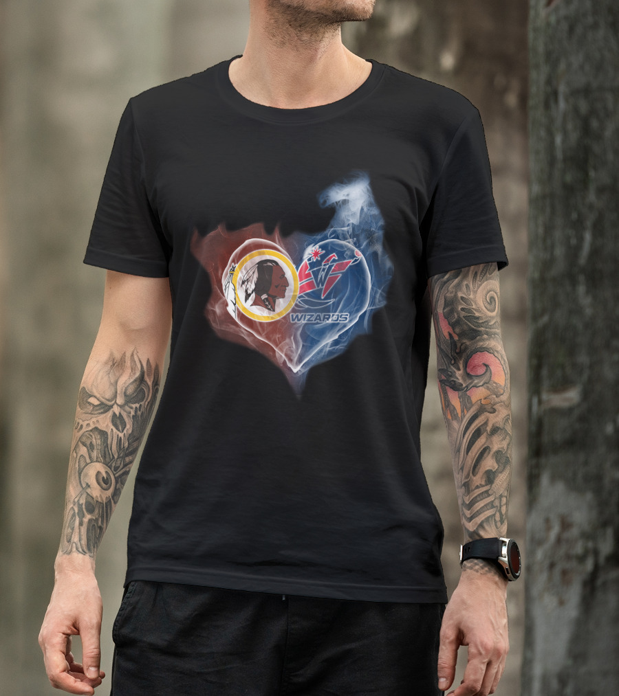 Washington Redskins And Wizards Heart Logo Fusion Ttk T-Shirt