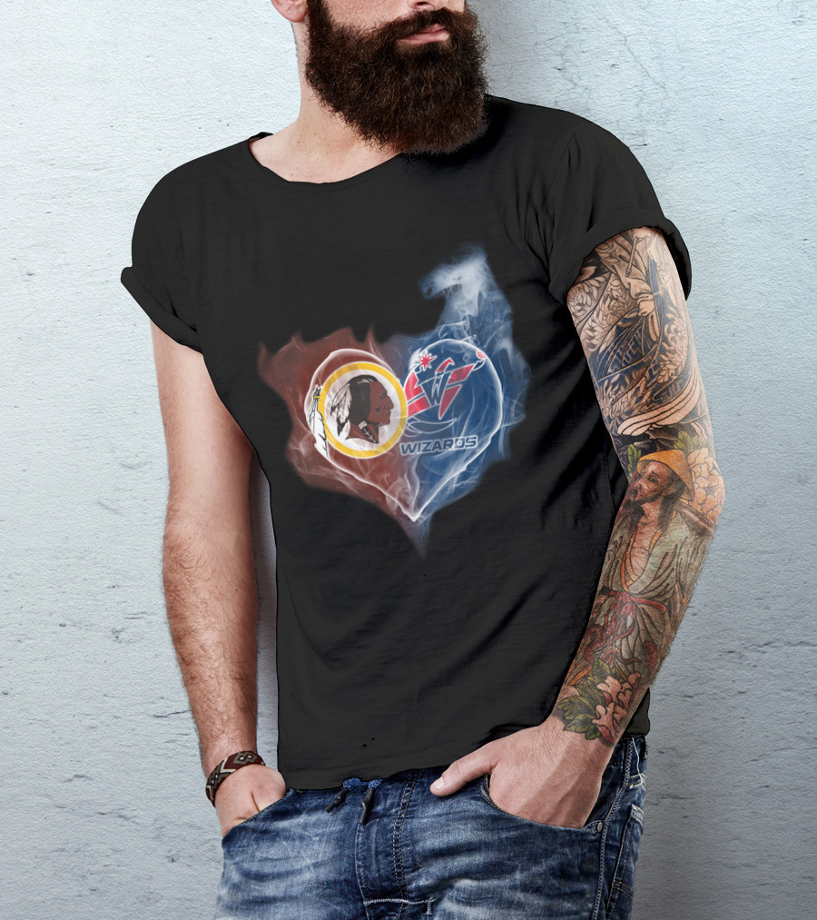 Washington Redskins And Wizards Heart Logo Fusion Ttk T-Shirt
