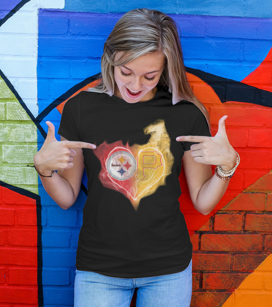 Steelers Pirates Heart Logo T-Shirt